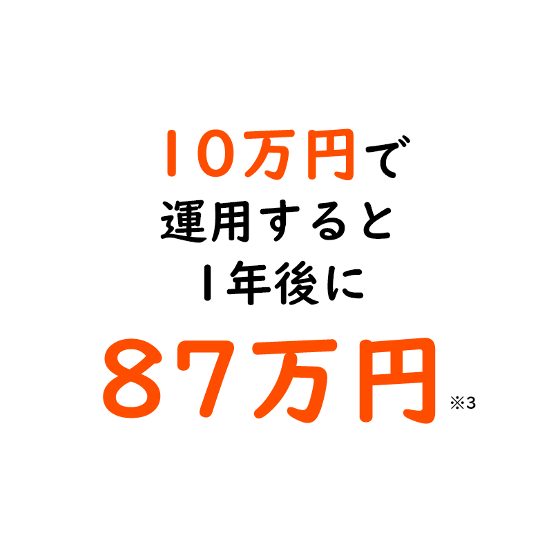 10万円で運用すると1年後に87万円
